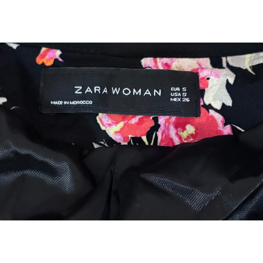 Zara Floral Patchwork Jacket Small Open Front Sta… - image 7